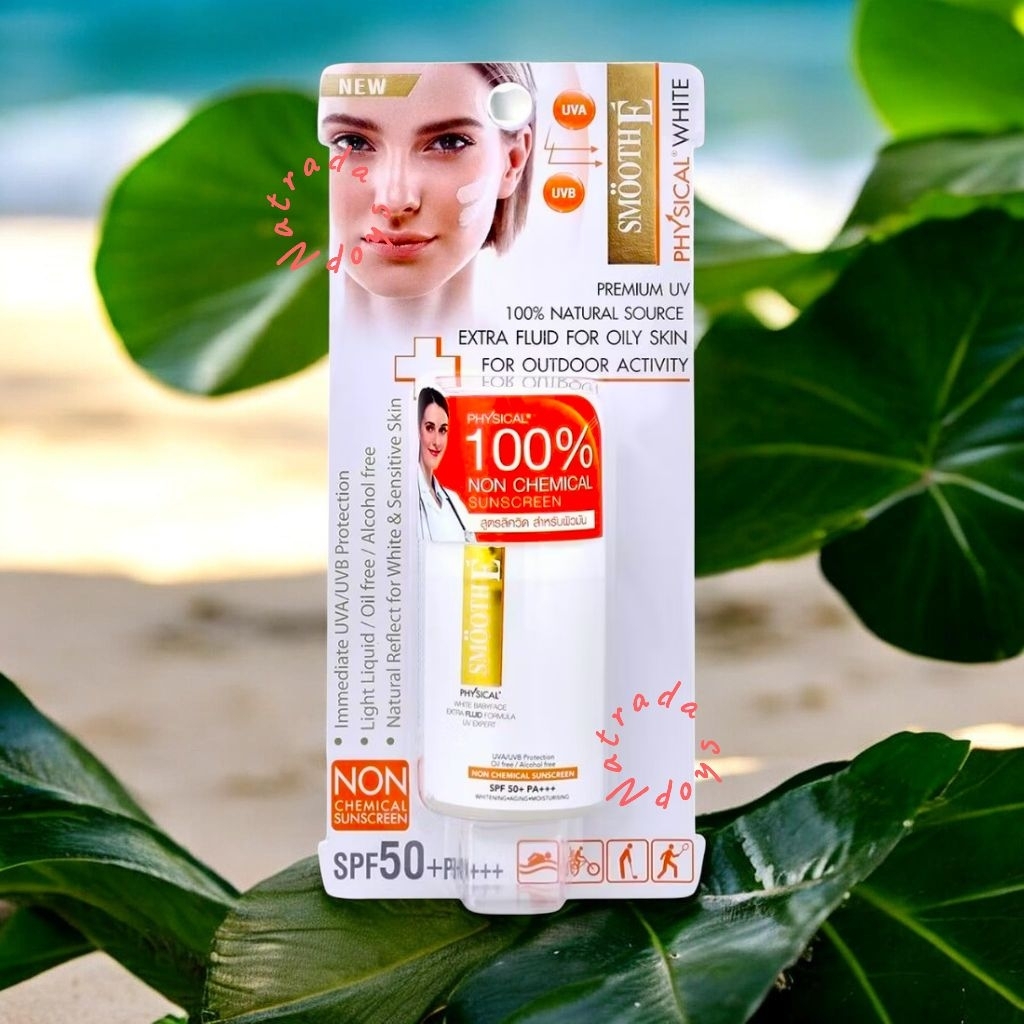 Smooth E Physical 100% Non Chemical Sunscreen spf50 Pa+++ 20ml สูตรลิควิด ผิวมัน