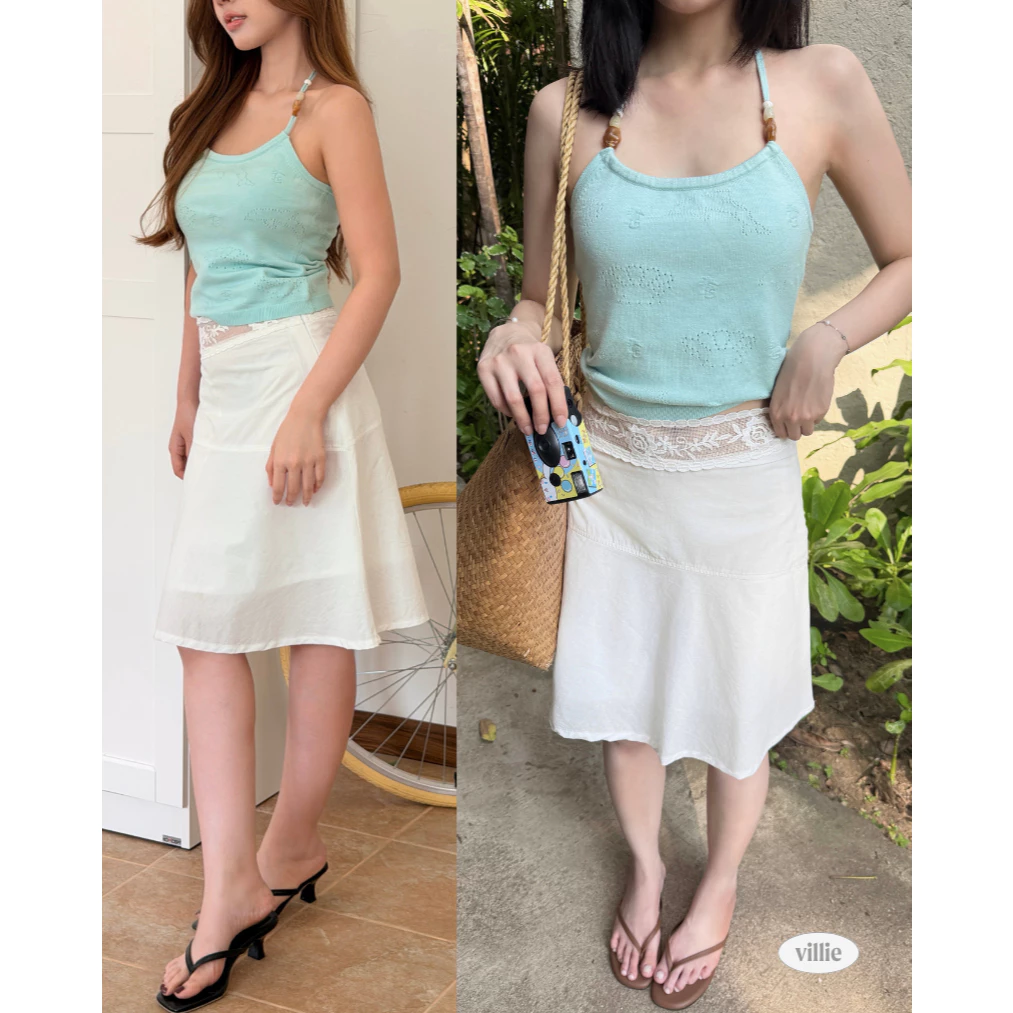 villie Midi Meringue Skirt กระโปรงมิดิตกแต่งดีเทลขอบลูกไม้