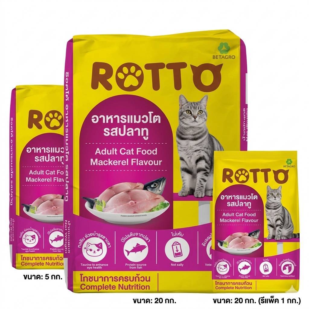 Rotto อาหารแมวร็อตโค้ อาหารแมวสำหรับทุกสายพันธ์