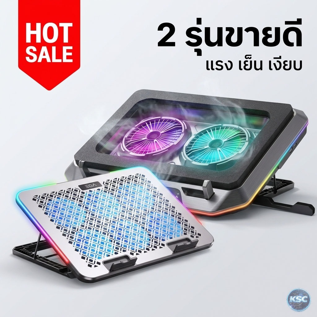 พัดลมโน๊ตบุ๊ค เกมมิ่ง EGA TYPE CP1 CP5 CP7 RGB Gaming Cooling Pad