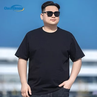 เสื้อยืดผู้ชายคอกลม แขนสั้น เสื้อคนอ้วน ยืดเปล่า oversize เสื้อยืดแฟชั่น โอเวอร์ไซส์ทรงหลวม เนื้อผ้านุ่มเย็นสบาย สีขาว