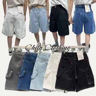 📍พร้อมส่ง📍FSY🇰🇷11102 Korea heart pocket shorts Denim jeans ขาสั้นยีน กระเป๋าหลังหัวใจน่ารักมาก ด้านหน้าเรียบๆทรง3ส่วน