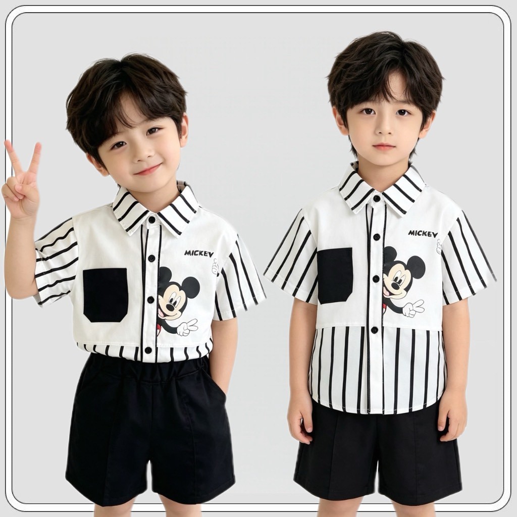 MC245 ชุดเซ็ตเด็กชายสไตล์เกาหลี โทนขาวดำ ใส่เที่ยวใส่ออกงาน