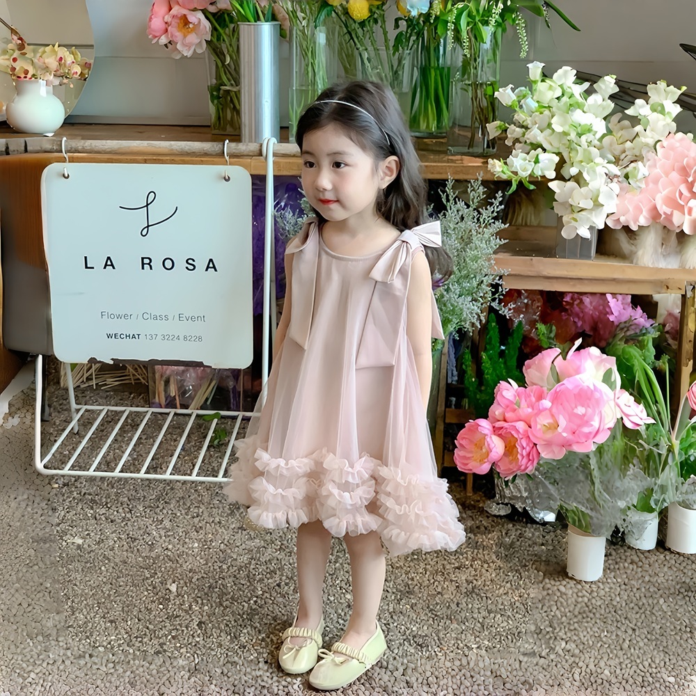 PRINCESS KESLI เดรสเด็กผู้หญิง ชุดเดรสแขนกุดเด็กผู้หญิง ตกแต่งโบว์ สำหรับไปงานวันเกิด/ปาร์ตี้ 1-9 ปี รูปที่ 3