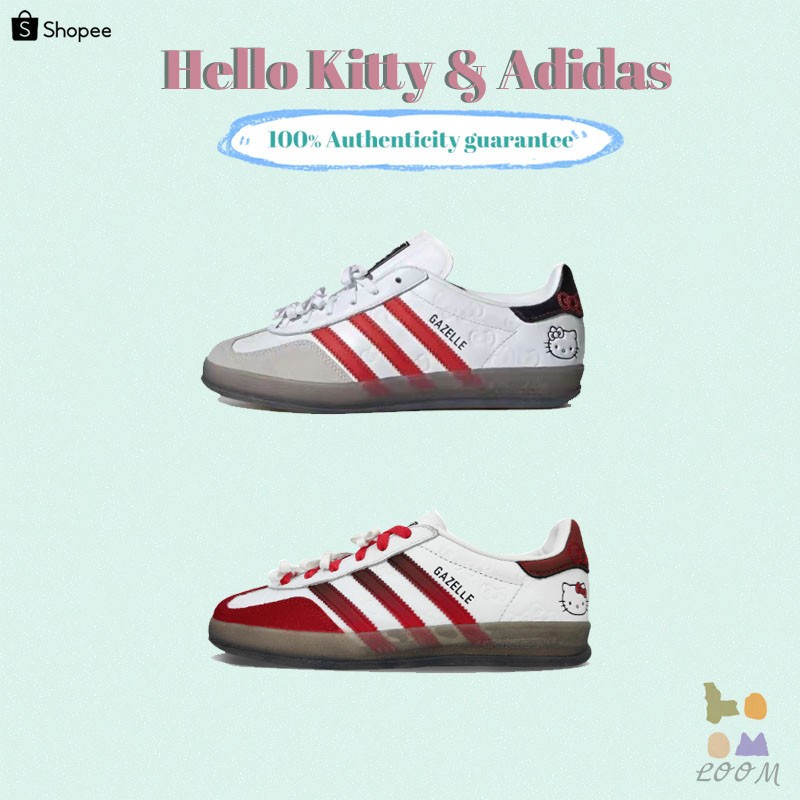 ✨พรีออเดอร์（100% รับประกันของแท้&จากเกาหลี🇰🇷） Hello Kitty X ADIDAS GAZELLE INDOOR “White/Red/Core Bl