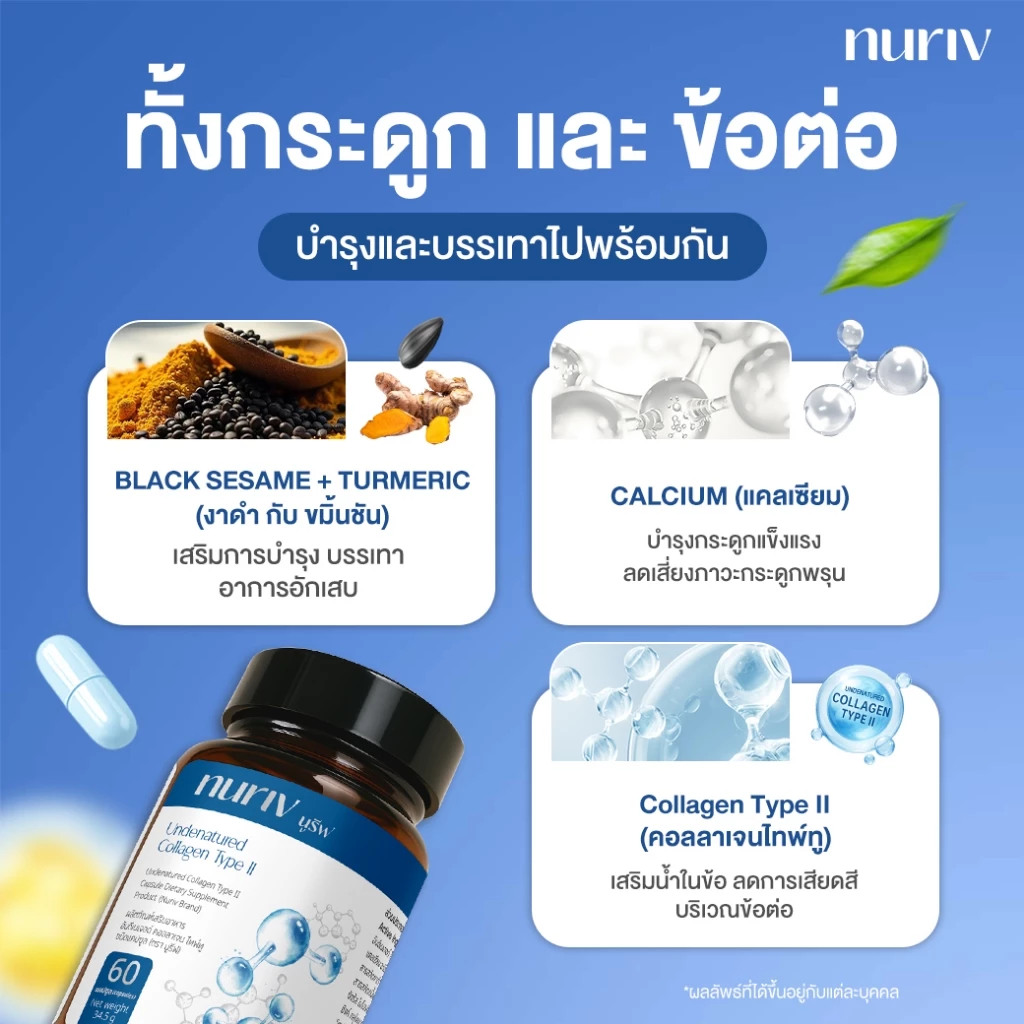 Nuriv Undenatured Collagen Type II 60Capsules นูรีฟ อันดีเนเจอด์ คอลลาเจน ไทพ์ทู 60แคปซูล thumbnail 4