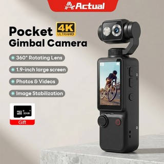 Actualกล้องพกพา Vlog รุ่น Pocket Gimbal Camera ถ่ายภาพนิ่งและวิดีโอคมชัด 4K/120fps ความละเอียดสูง 50MP แบตเตอรี่ 3000mAh