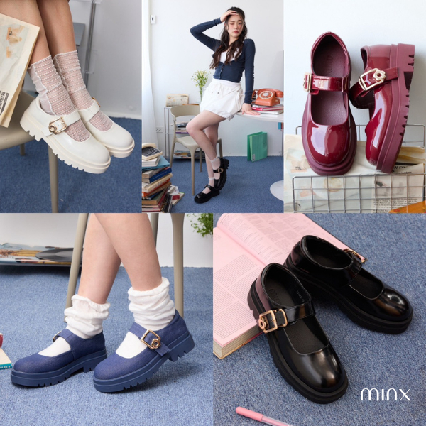 Minx รุ่น Jennie รองเท้าทรง Maryjane loafer เสริมพื้น 1.5 นิ้ว หัวเข็มขัดดอกไม้ minxshoes