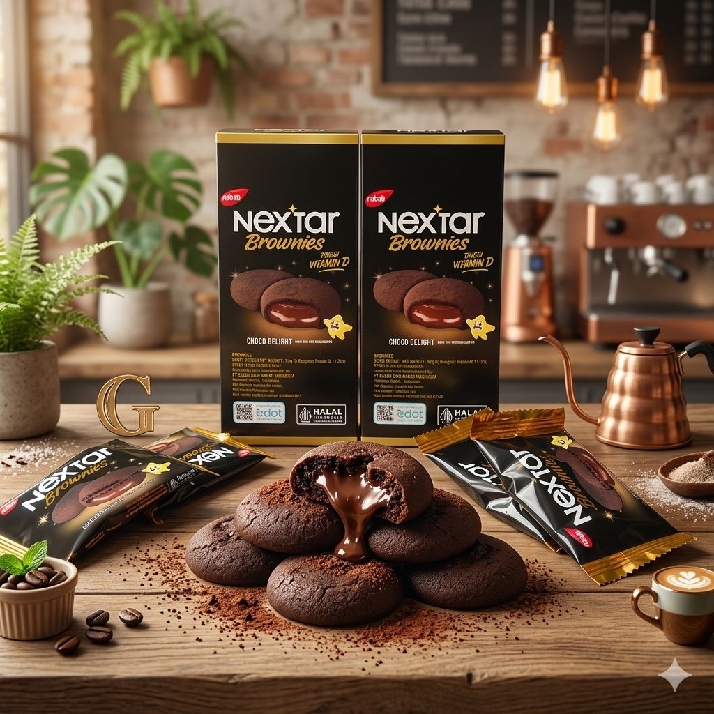 คุกกี้ในราวนี่ Nextar (เน็กซ์ต้าร์) คุกกี้อินโดนีเซีย คุกกี้บราวนี่สอดใส้ช็อกโกแลตแท้