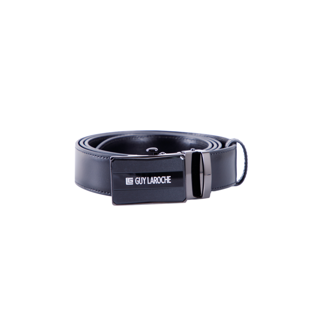 Guy Laroche เข็มขัดหนังผู้ชาย หัว AUTO  LOCK  สีแบลคนิเกิ้ล รุ่น BB51084S6BL