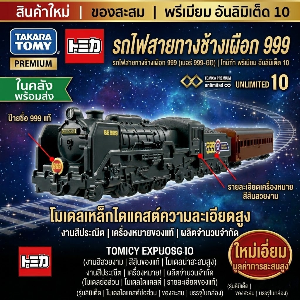[ส่งตรงจากญี่ปุ่น] Tomica Premium Unlimited 10 Galaxy Express 999 - รถไฟอวกาศในตำนาน ของแท้ 100% Takara Tomy