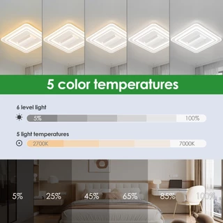 LCMKR ไฟเพดาน LED 5400 Lumens 60Watts ปรับได้ 5 สี รีโมทควบคุม สว่างจ้า พื้นที่ 30㎡ ขนาด 64x48cm น้ำหนัก 4kg ประหยัดไฟสุ
