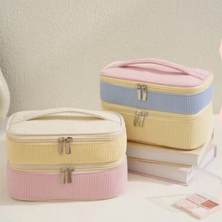 พร้อมส่ง 🍰 กระเป๋าเครื่องสำอางค์ 2ชั้น Pastel Pinto กระเป๋าจัดระเบียบ จุของได้เยอะ น้ำหนักเบา มีให้เลือก 2 สี