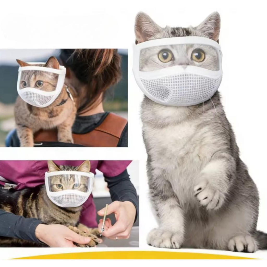 AL-2540 หน้ากากครอบปากแมวแบบใส สำหรับสัตว์เลี้ยง ใส่ตัดเล็บ อาบน้ำ ระบายอากาศได้ดี พร้อมส่ง ราคา ถูกที่สุด ดีลบีเคเค