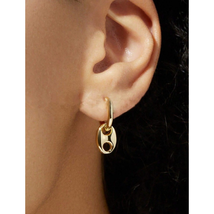 kym.vibes - coffee beans earrings ต่างหูสแตนเลส ต่างหูห่วงแต่งจี้รูปเมล็ดกาแฟ
