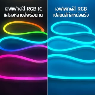 ไฟ LED Strip Neon RGB IC ไฟนีออนไฟเส้นเปลี่ยนสีโหมด พร้อมแอปและรีโมท โหมดซิงค์เพลงกันน้ำ สำหรับตกแต่งห้องนอน กลางแจ้ง