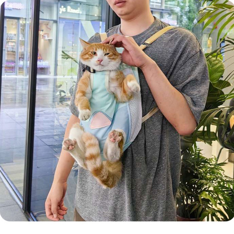 เป้ใส่แมว เป้อุ้มสุนัข กระเป๋าสะพายสัตว์เลี้ย ช่วยฝึกการปรับตัวทางสังคมของแมวได้ดี ปรับได้ ระบายอากาศ พกพาได้ เป้ใส่แมว ราคา ถูกที่สุด ดีลบีเคเค แกลเลอรีภาพที่ 7