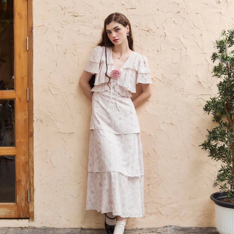 La Mignonne (XS-4XL) Margrarety Domari Dress เดรสใส่ออกงาน ใส่เที่ยว เดรสยาวทรงกระโปรงเป็นเลเยอร์ใส่ออกงานสวยมาก