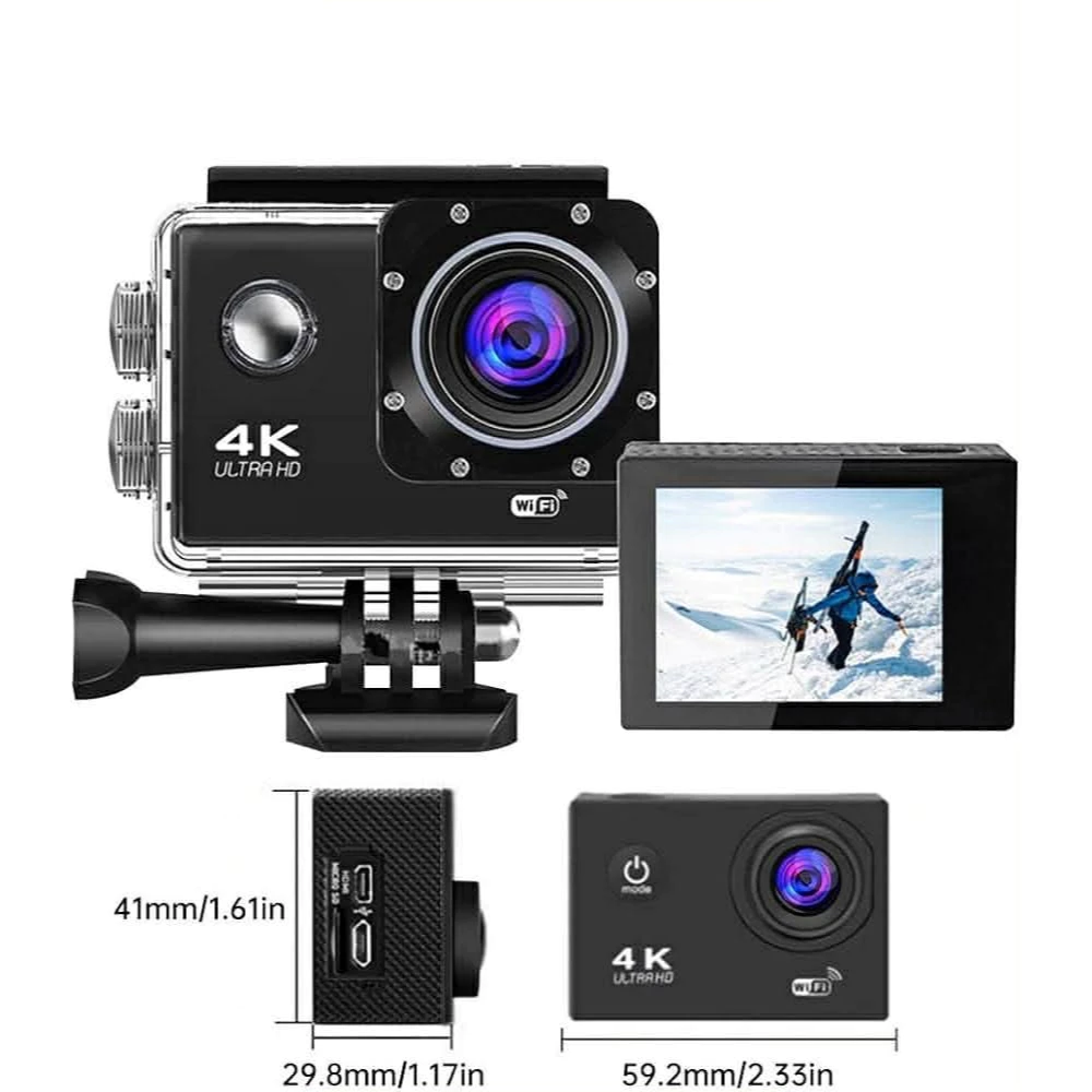 ส่งเร็ว ส่งไว กล้องติดหมวก กล้องกันน้ำ กล้องอเนกประสงค์ขนาดเล็ก Action Camera 4K Wifi Sports Dv Cam พร้อมเคสกันน้ำ thumbnail 3