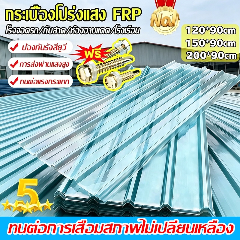 【อัพเกรดและหนาขึ้น】แผ่นหลังคา แผ่นใส-หลังคา กันน้ำ กันแดด ความหนา1.5/1.8/2mm ทนต่ออุณหภูมิสูง แผ่นหลังคาใส
