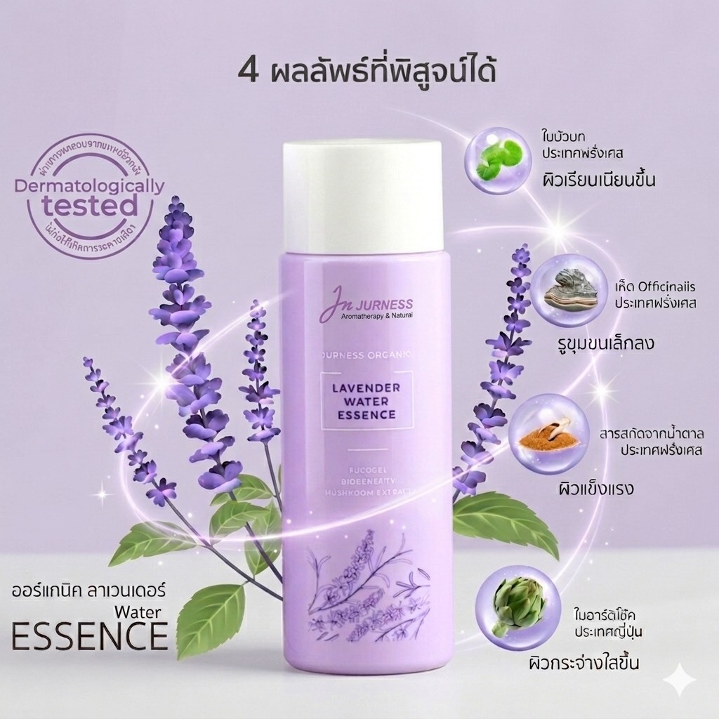 JURNESS น้ำตบลาเวนเดอร์เจอเนส Organic Lavender Water Essence เอสเซ้นส์ บำรุง ผิวหน้า สกินแคร์(EXP:27/01/2027)