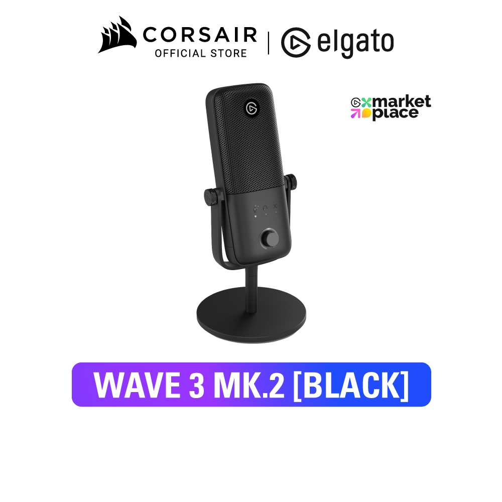 Elgato Wave 3 Mk.2 ไมโครโฟน USB คอนเดนเซอร์ พร้อม DSP Bulid-in ไมค์สตรีมเมอร์ พอดแคสต์ อัดเสียง