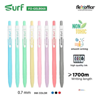 Flexoffice 12 ด้าม ปากกาลูกลื่น ปากกาเจล หัว 0.7mm รุ่น Surf และ Trendee หมึกสีน้ำเงิน/แดง/ดำ