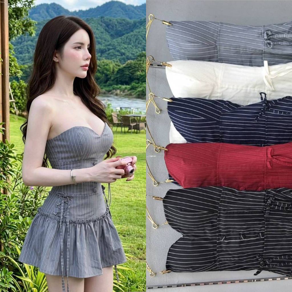 D.ชุดเดรสพีอาร์สวยแซ่บใส่ดินเนอร์ใส่เที่ยวกลางคืน คือเริ่ด ฟรีไซส์ XS S M