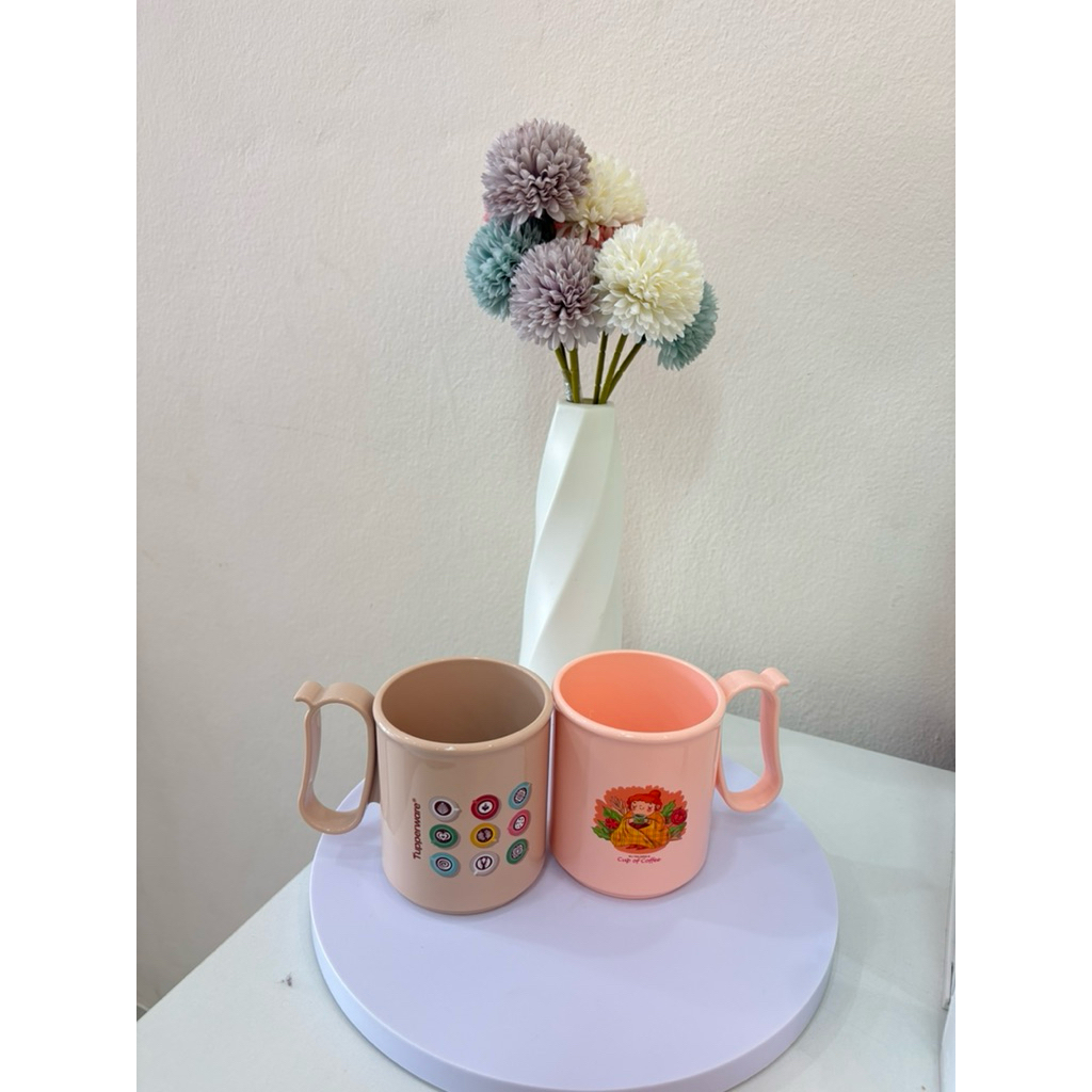 Tupperware Brewtiful Mug2ชิ้น 280มล. มีลาย2ลาย ซ้ายขวา โทนสีละมุนๆ