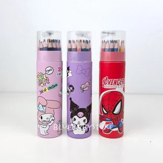 พร้อมส่ง💕 สีไม้ ดินสอสี 24 สี พร้อมกบเหลา ลายการ์ตูน