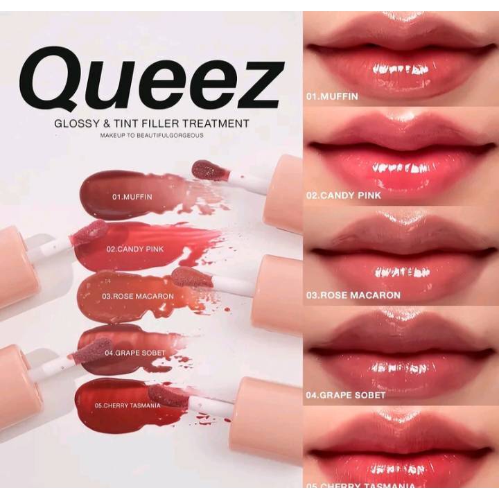 ลิป Queez Glossy & Tint Filler Treatment Lip ลิปกลอสบำรุงปาก สวยดูเป็นธรรมชาติ