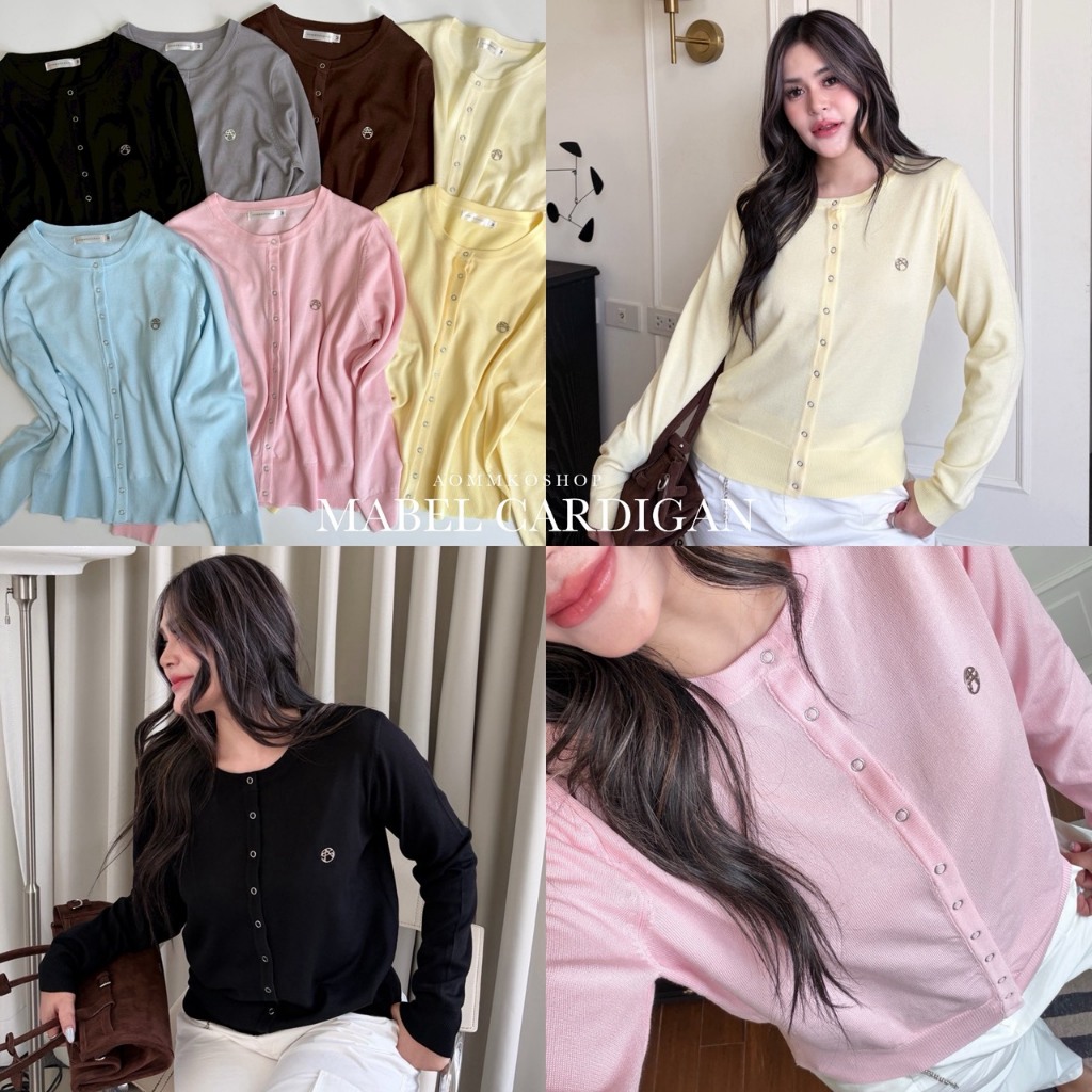 Mabel Cardigan top เสื้อแขนยาวผ้าไหมพรม กระดุมSnap (เย็บงานอะไหล่) ผ้าไหมพรมนุ่มนิ่ม ใส่สบาย AOMMKOSHOP - S123