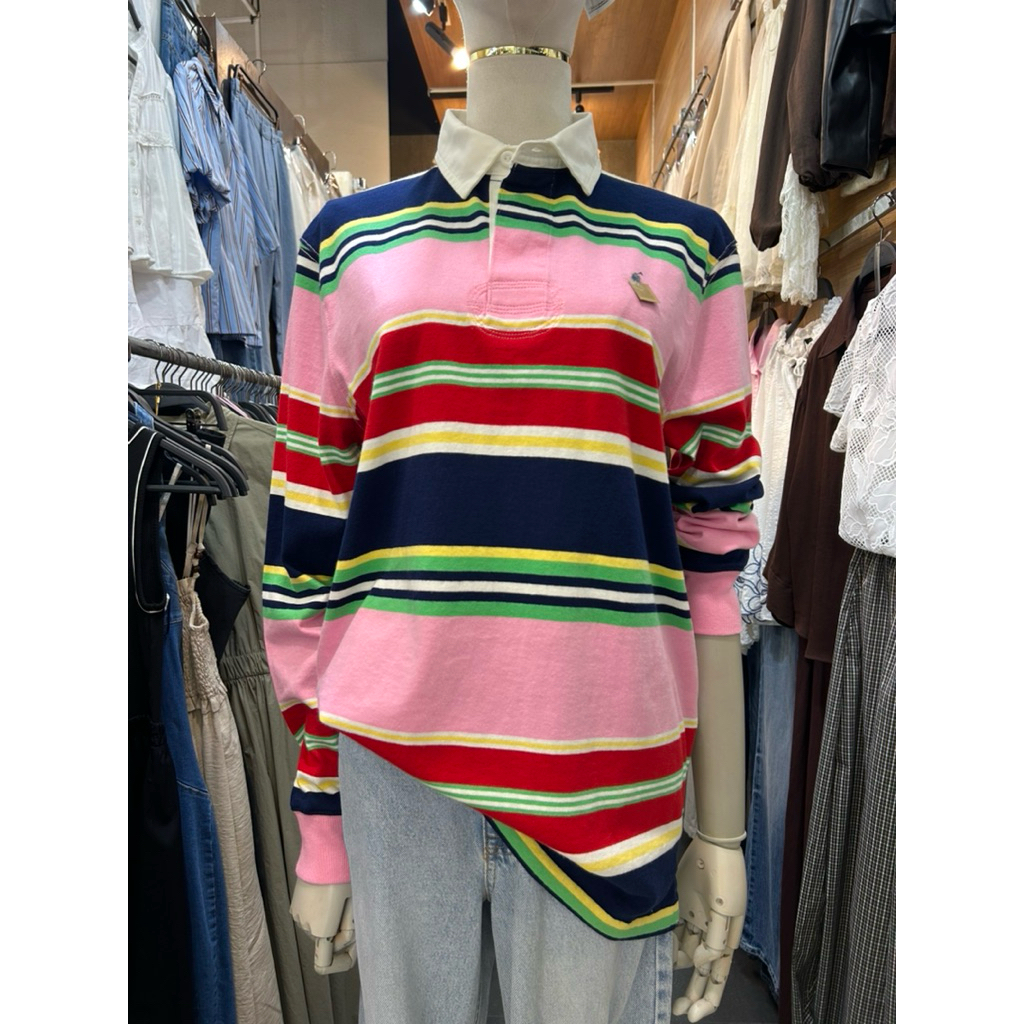 พร้อมส่งเสื้อลายทางแขนยาวstyleวินเทจpppllของแท้ ของใหม่ งานหลุด qc ป้ายคอถูกตัด