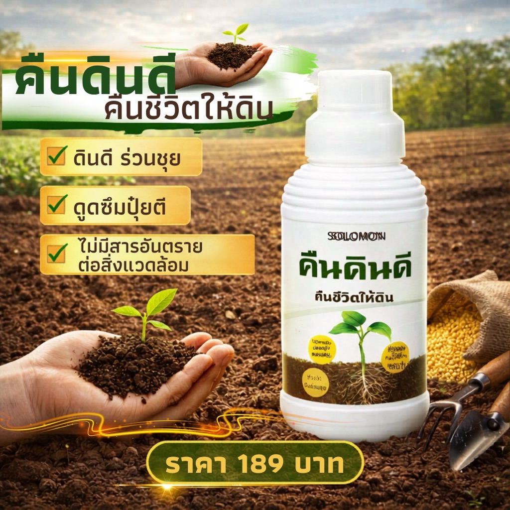 สารปรับสภาพดิน คืนดินดี ลดปัญหาดินเปรี้ยว ดินเค็ม ทำให้ร่วนซุย ช่วยดึงธาตุอาหาร ช่วยให้พืชโตไว
