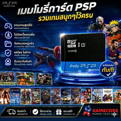 เมมโมรี่การ์ด PSP พร้อมเกมเต็มเมม | เกมดังครบ เลือกเกมได้ | เสียบเล่นได้ทันที | มีหลายความจุ งานไว ส