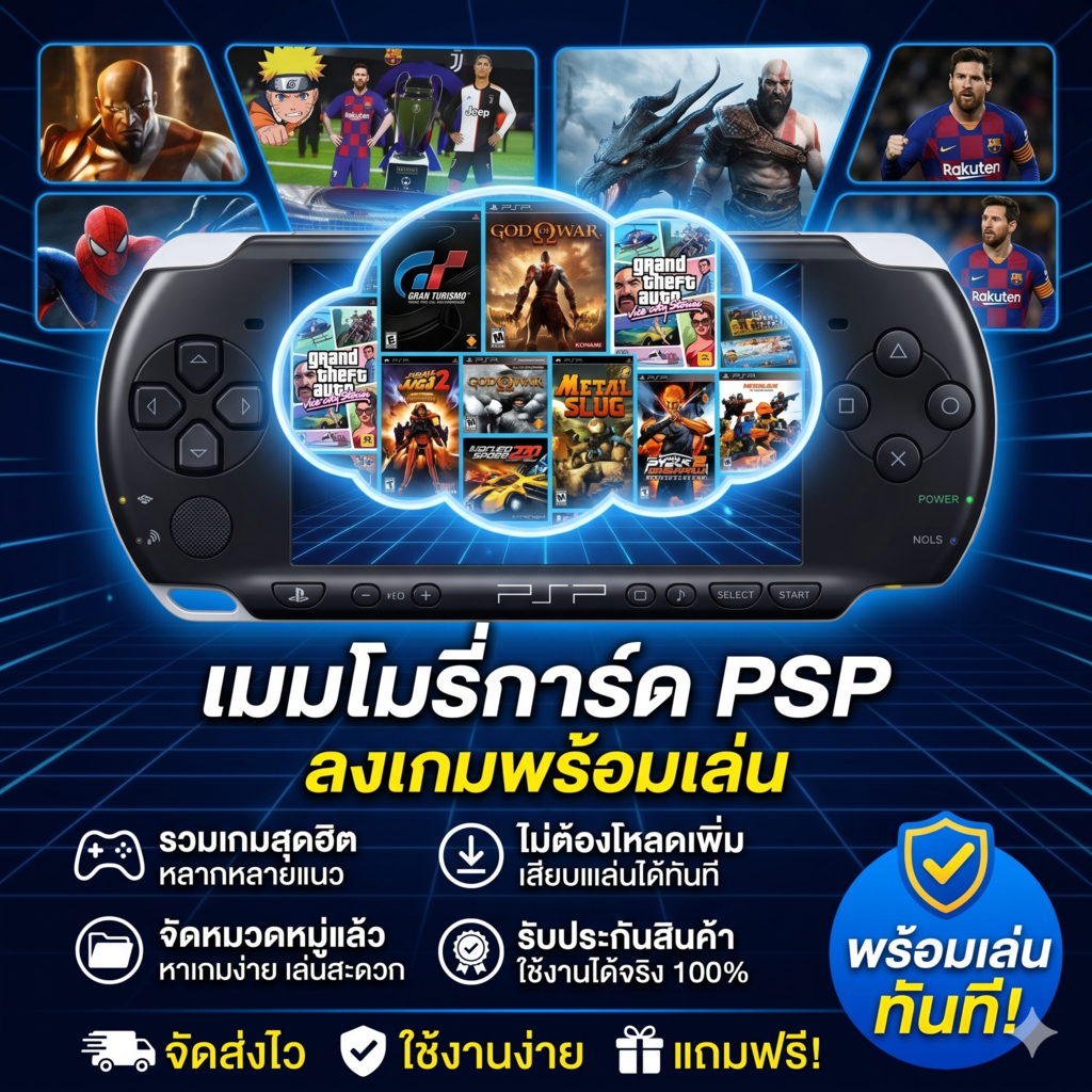 เมมเกม PSP พร้อมเล่น | รวมเกมดังครบ โหลดเต็มเมม | ไม่ต้องลงเพิ่ม | รองรับทุกเครื่อง PSP | Retro Game