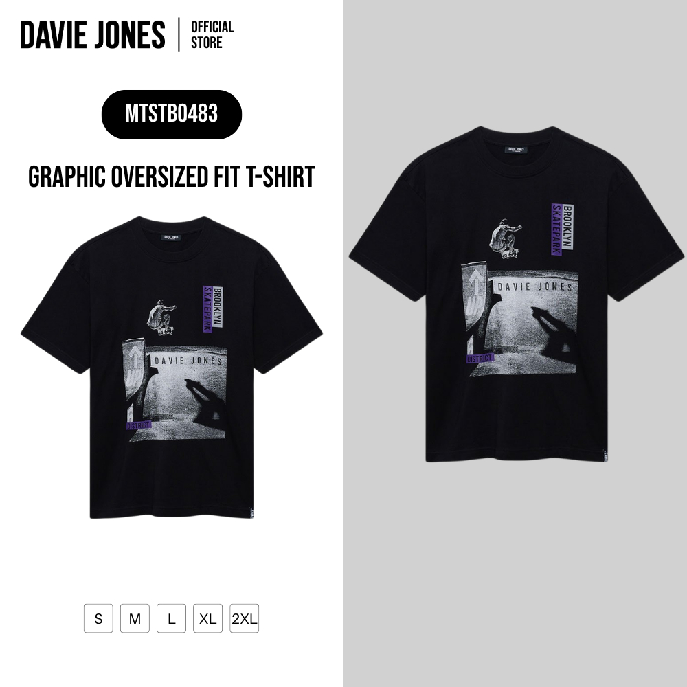 DAVIE JONES [BE FEARLESS] เสื้อยืดผู้ชาย Graphic Oversized Fit T-Shirt  สีดำ TB0483