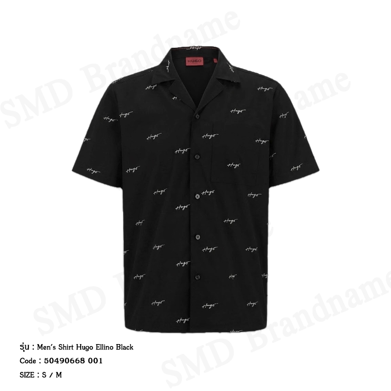 Hugo Boss เสื้อเชิ้ตแขนสั้นผู้ชาย รุ่น Men's Shirt Hugo Ellino Black Code: 50490668 001