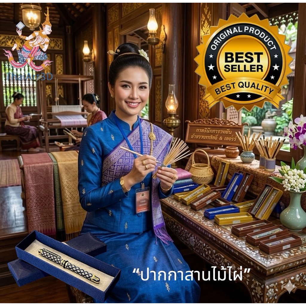 🔥ถูกมาก!!! ของขวัญฝากเพื่อนชาวต่างชาติ ชุดปากกาสานไม้ไผ่พร้อมกล่องผ้าไหม! สินค้าคุณภาพ#ของขวัญปีใหม่#ปากกา#ของที่ระลึก