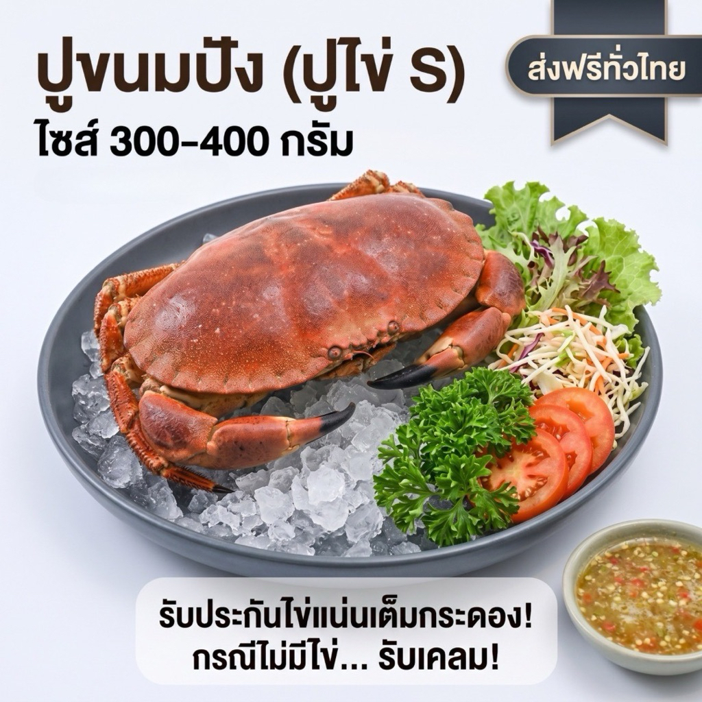ปูขนมปังตัวใหญ่ ไข่เยอะ ปูขนนอเวย์สุดฮิต ไซส์ 400-600 กรัม
