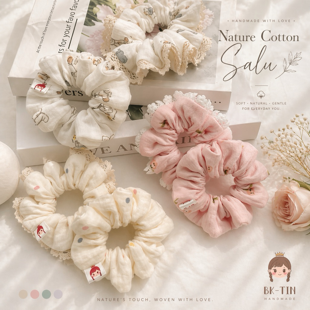 ยางรัดผม •BK-TIN HANDMADE• Nature Cotton Salu