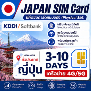 JP Japan SIM ซิมญี่ปุ่น 4G/5G ไม่อั้น | เน็ตแรง ใช้ได้ทันที | เลือกแพ็กเกจตามวันได้ | ซิมเที่ยวญี่ปุ่นต้องมี Japan SIM