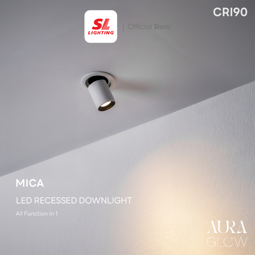 SL LIGHTING | Mini LED Recessed Downlight ดาวน์ไลท์ฝังฝ้าแอลอีดี CRI 90 ปรับหน้าได้ รุ่น MICA