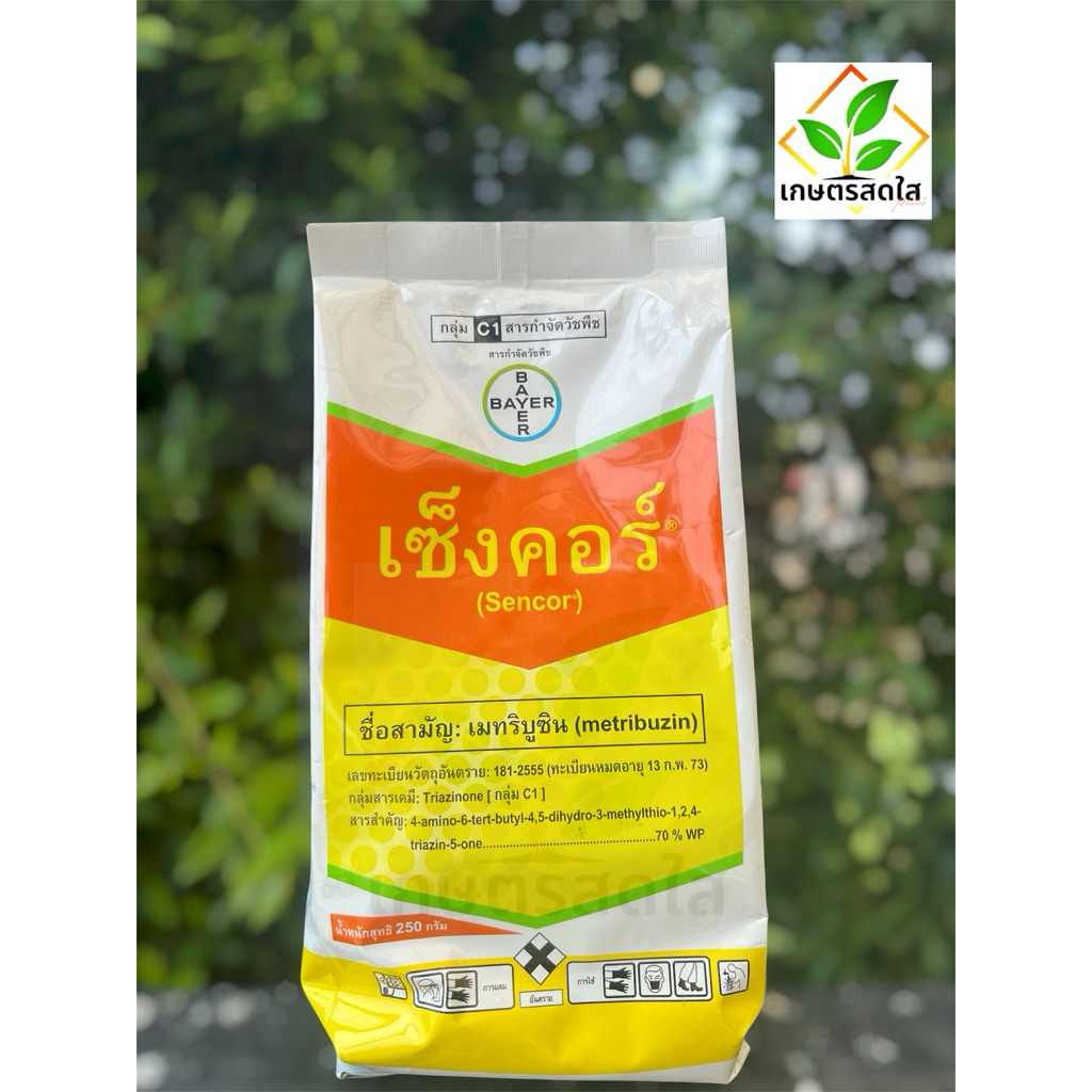 เซ็งคอร์ (เมทริบูซิน) *ขนาด 250 กรัม สารคุมวัชพืชใบแคบ ใบกว้างในข้าวโพด อ้อย ขิง สัปปะรด มันสำปะหลัง