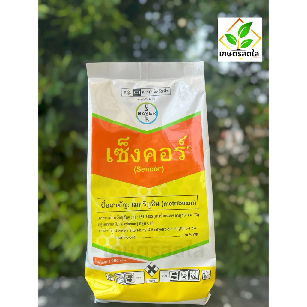 เซ็งคอร์ (เมทริบูซิน) *ขนาด 250 กรัม สารคุมวัชพืชใบแคบ ใบกว้างในข้าวโพด อ้อย ขิง สัปปะรด มันสำปะหลัง