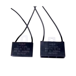 คาปาซิเตอร์ 450VAC 1~25 UF( Capacitor )มีสาย 2 สาย แคปพัดลม ปั๊มน้ำ มอเตอร์แคปรัน แคปสี่เหลี่ยม คาปาซิเตอร์รัน