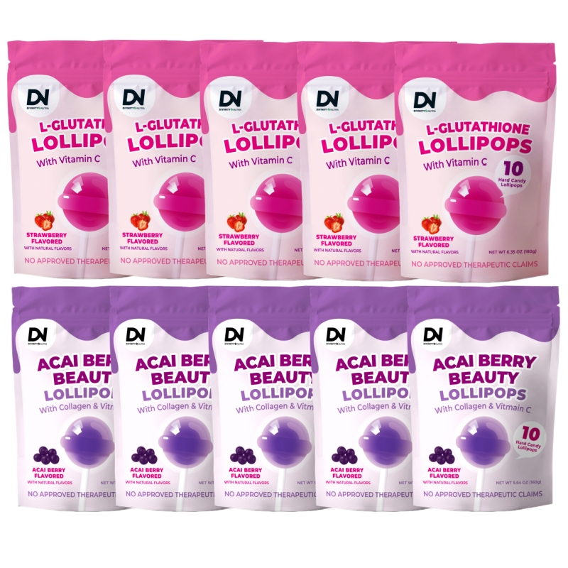 DN L-Glutathione Strawberry Flavor Acai Berry Collagen Lollipops with Vitamin C Glow Skin Dietary Supplement 20-100PCS