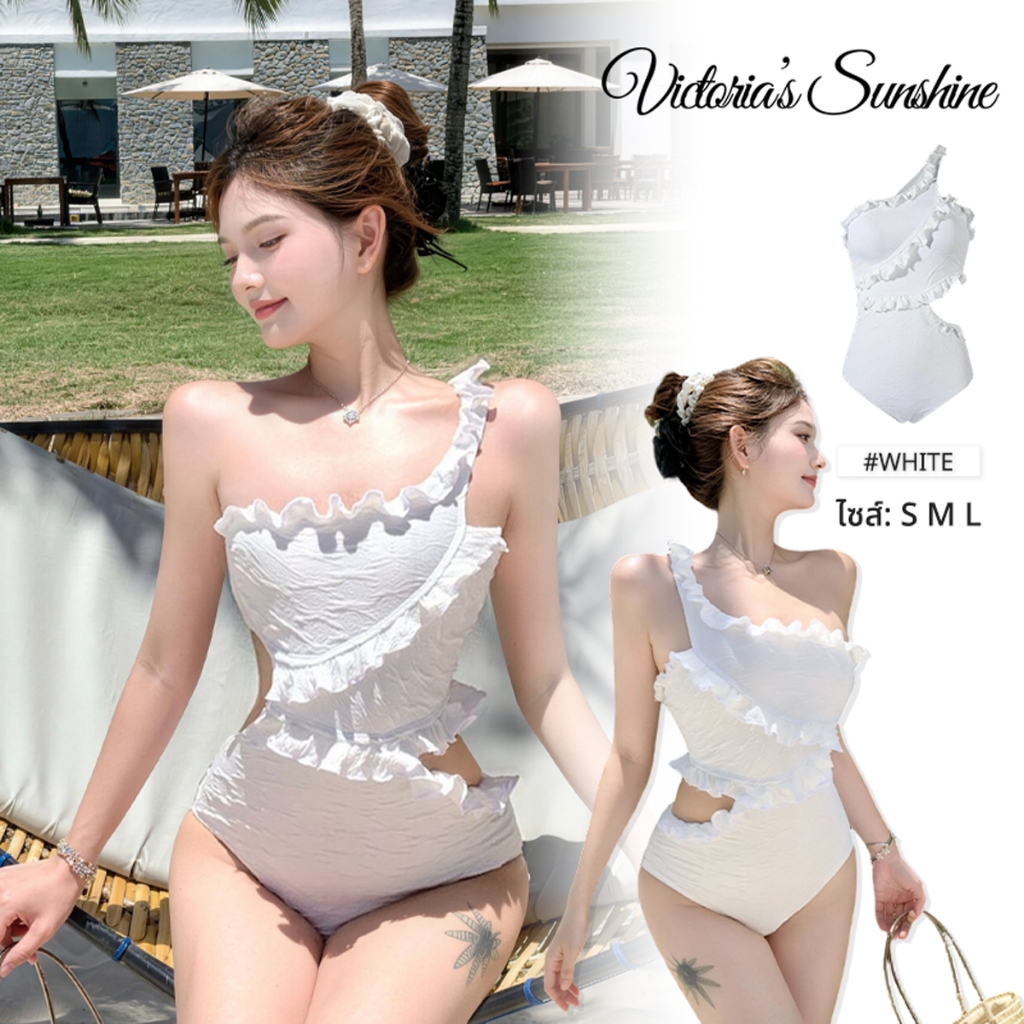 Victoria's Sunshine ชุดว่ายน้ำวันพีช swimwear ชุดว่ายน้ำแฟชั่น สไตล์ฤดูร้อนใหม่ มีฟองน้ำ swimming#1126