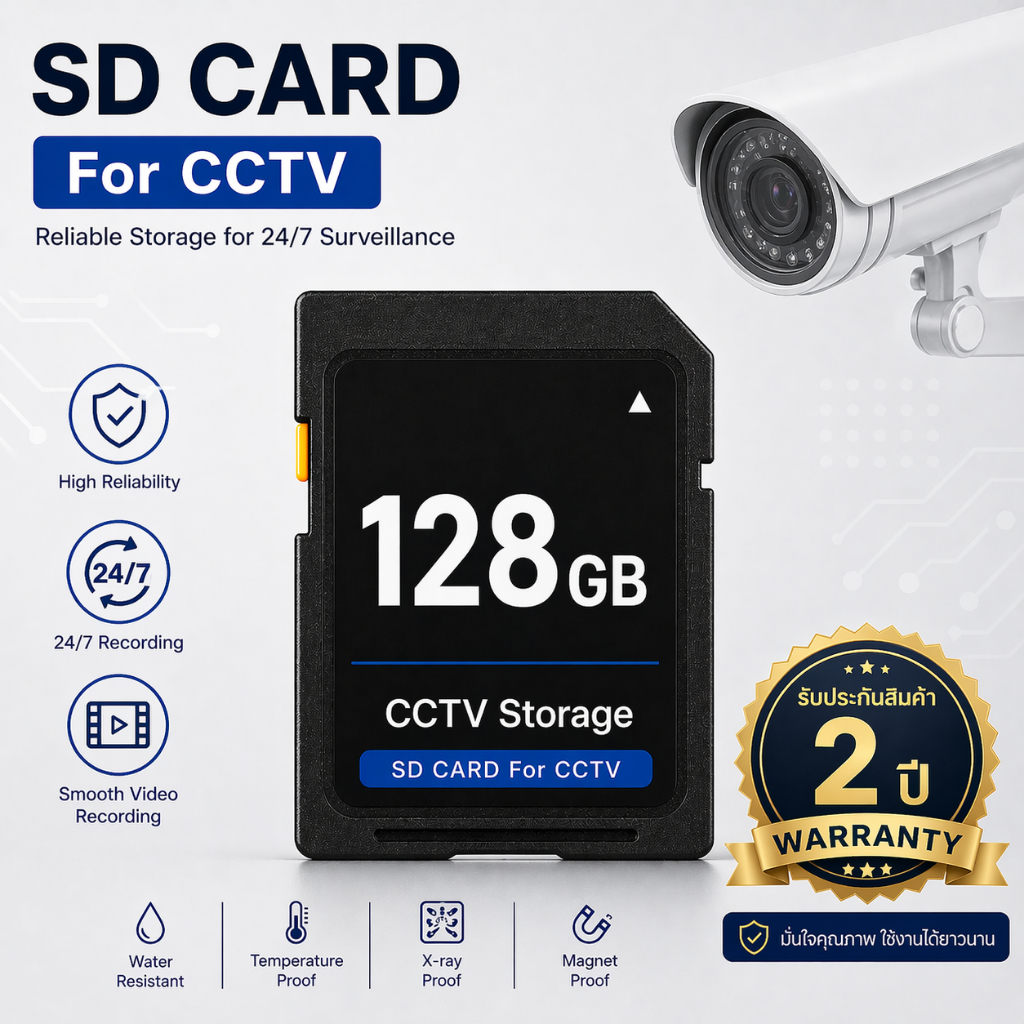 iMOU 128 GB Micro SD Card หน่วยความจำเก็บข้อมูล Memory Card for CCTV สำหรับกล้องวงจรปิด ประกัน 2 ปี