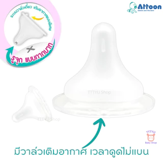 Attoon จุกนม แอทตูน จุกนมไม่ดูดไม่ไหล คอกว้าง มาพร้อมระบบวาล์ว ลดอาการท้องอืด TTTYU Baby Shop